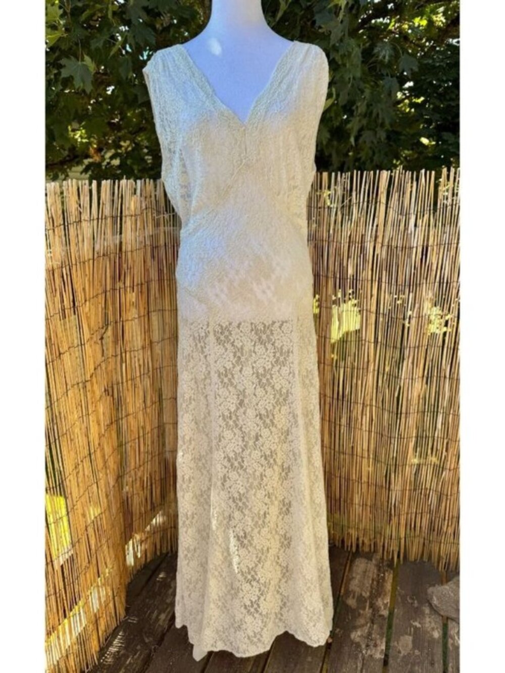 Vintage 1940s Sleeveless Lace Maxi Lingerie Gown / VIntage Bridal Lingerie